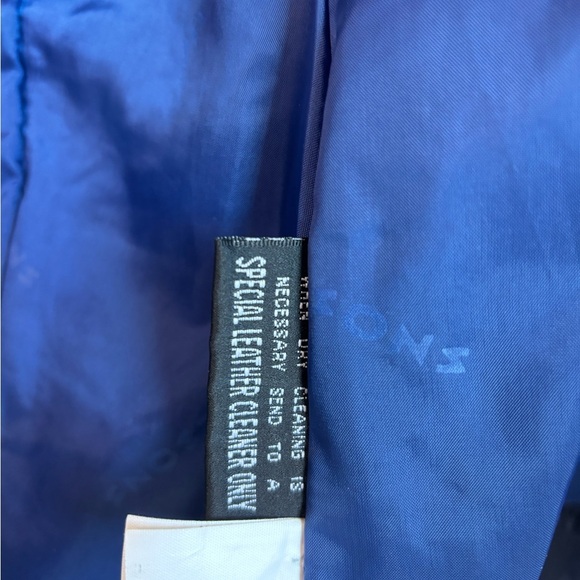 Vintage Wilsons Leather Dark Blue Double Breasted Waist Length Blazer  Jacket L - Picture 9 of 10